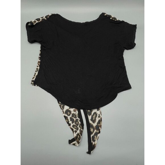 rue 21 short sleeve shirt animal print sheer button down tie waist small READ - Picture 9 of 9